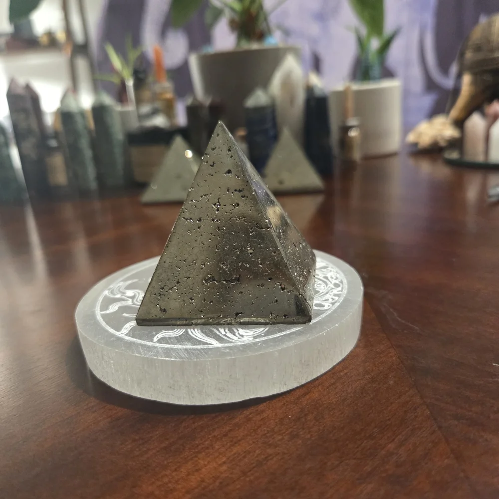 Iron Pyrite Druzy Pyramid #1 - Picture 4 of 12